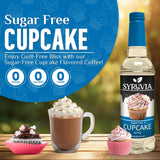 Syruvia Sugar Free Coffee Syrup, Cupcake Flavored Syrup for Drinks, Lattes, and Desserts - 25.4 fl oz