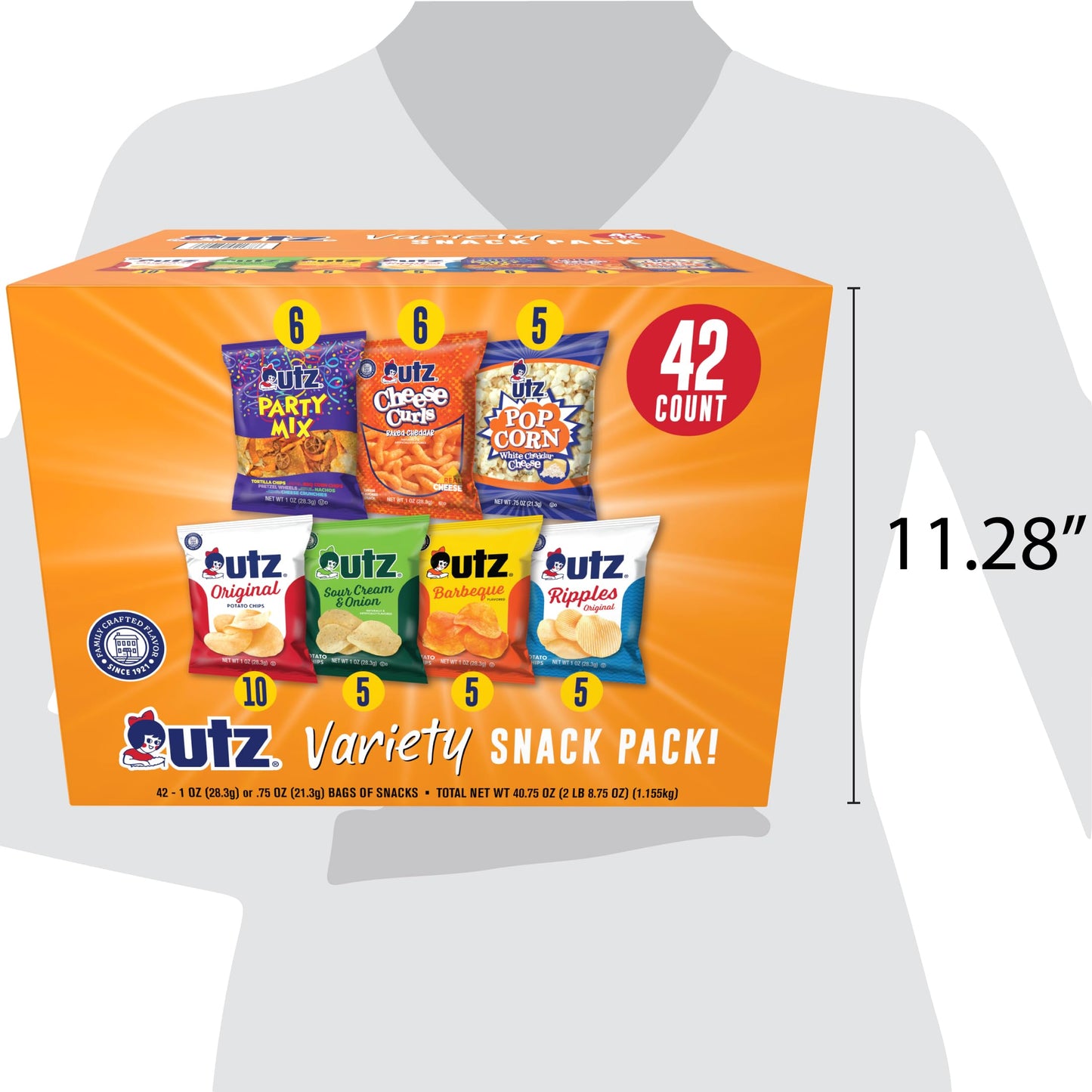 Utz Snack Variety Pack Individual Snacks, Includes Potato Chips, Cheese Curls, Popcorn, and Party Mix, Crunchy Travel Snacks for Lunches, Vending