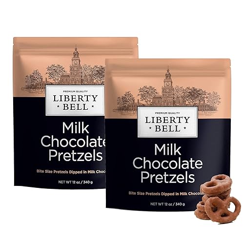 Liberty Bell Milk Chocolate Covered Pretzels, Mini Pretzels Dipped in Milk Chocolate, 12 Ounce Bag (2 Pack)