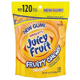 JUICY FRUIT Gum Fruity Chews Sugarfree Chewing Gum, 120 Pieces - PACK OF 3