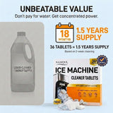 NAMQUL Ice Machine Cleaner Tablets (36 Tablets), Ice Maker Cleaner & Descaler, Nickel Safe Scale Remover, Removes Limescale & Odour - Compatible