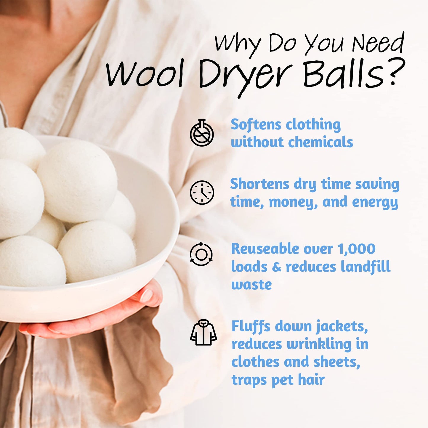 Wool Dryer Balls - Smart Sheep 8-Pack - XL Premium Natural Fabric Softener Award-Winning - Wool Balls Replaces Dryer Sheets - Wool Balls for Dryer