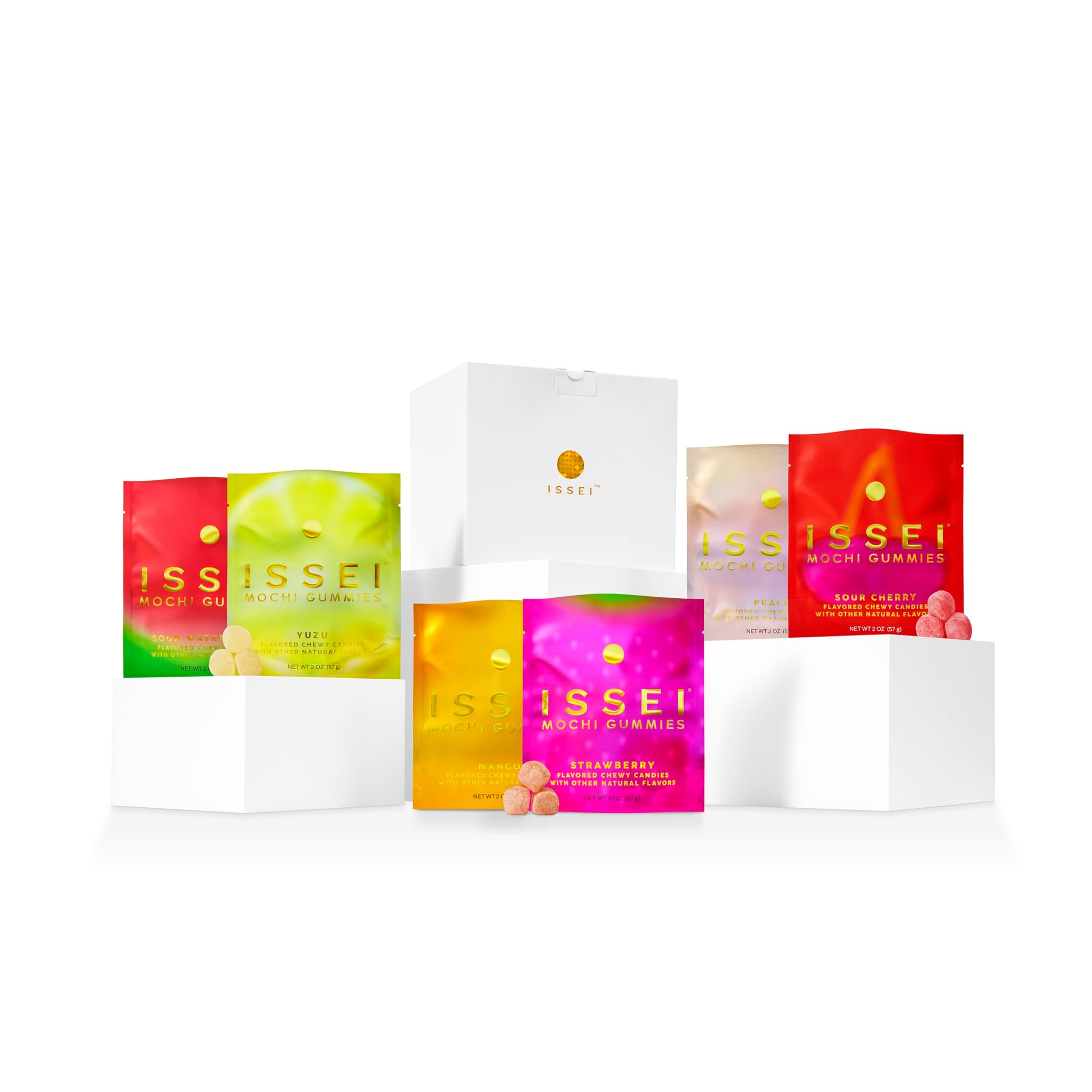 ISSEI Mochi Gummies Variety Pack| Dye-Free Candy with Colors from Natural Sources | Gelatin-Free | Plant-Based | Non-GMO | Real Sugar | Award-Winning