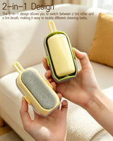 2-in-1 Lint Roller and Brush, Washable and Reusable Pet Hair Remover for Clothes, Couch, Furniture, Car Seats, Portable Lint Remover with Strong