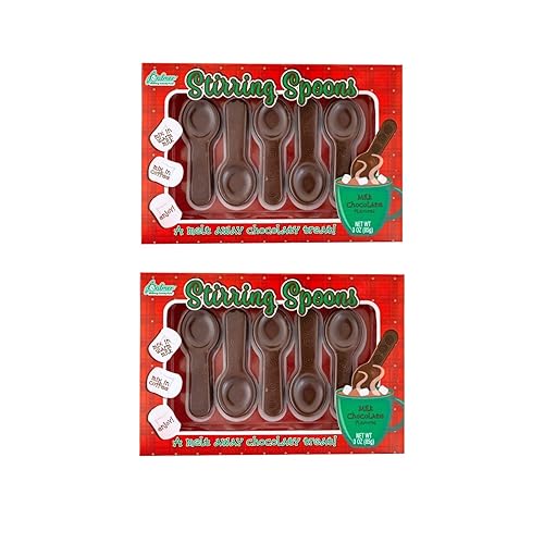 Gourmet Chocolate Stirring Spoons - Hot Chocolate & Coffee Spoons for Kids - 2 Pack