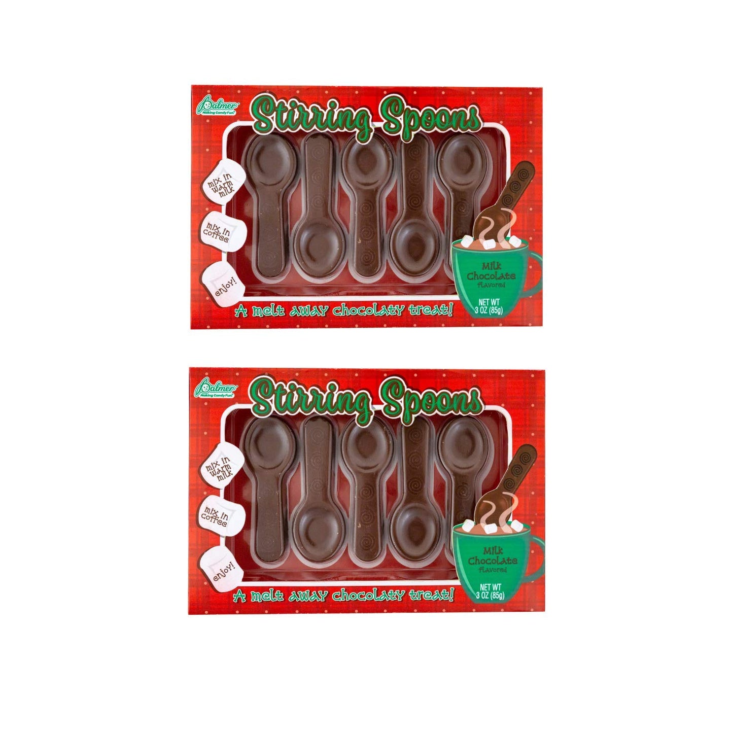 Gourmet Chocolate Stirring Spoons - Hot Chocolate & Coffee Spoons for Kids - 2 Pack