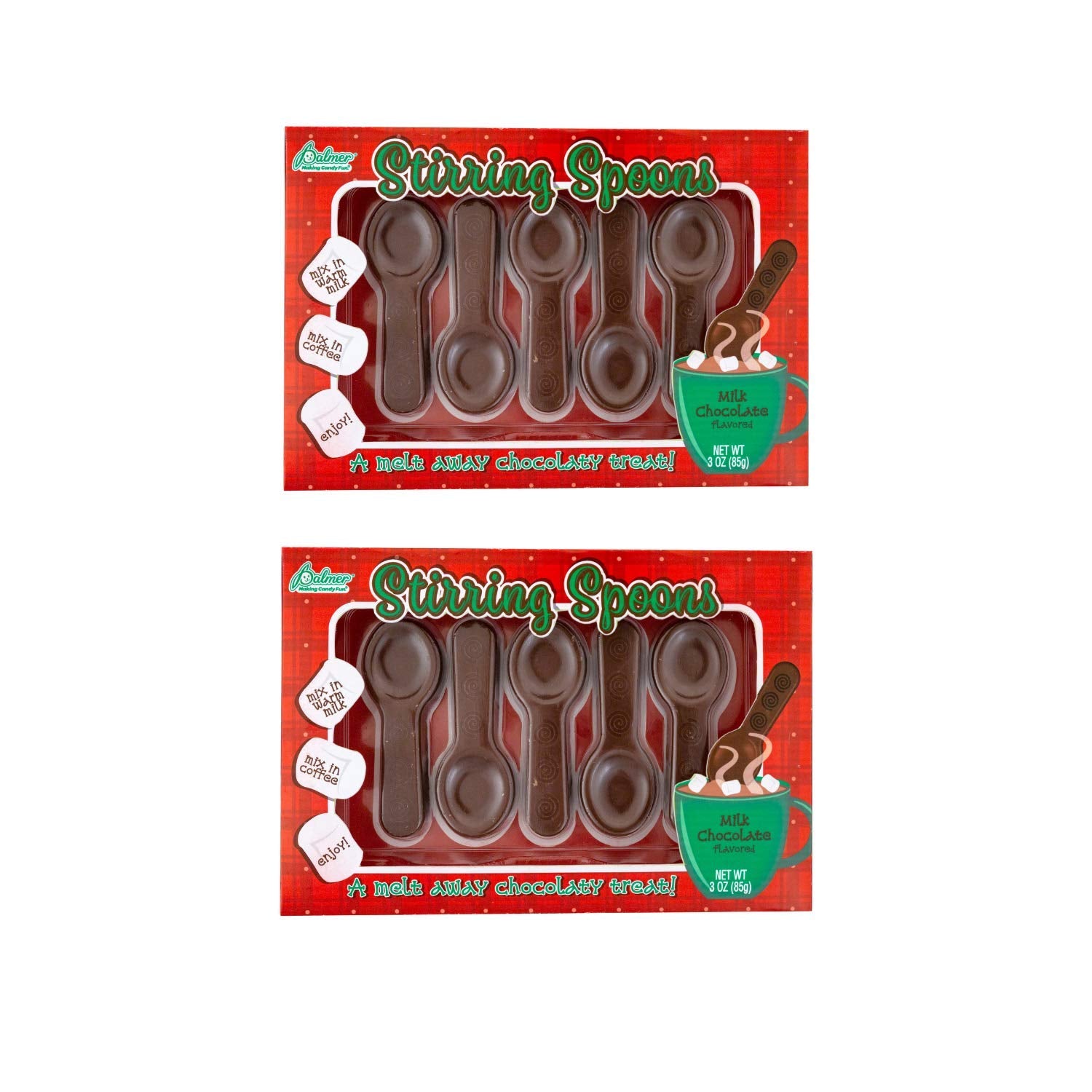 Gourmet Chocolate Stirring Spoons - Hot Chocolate & Coffee Spoons for Kids - 2 Pack