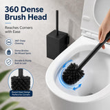 Toilet Brush Holder Black, Toilet Bowl Brush Holder Black Wall Mount Square for Bathroom