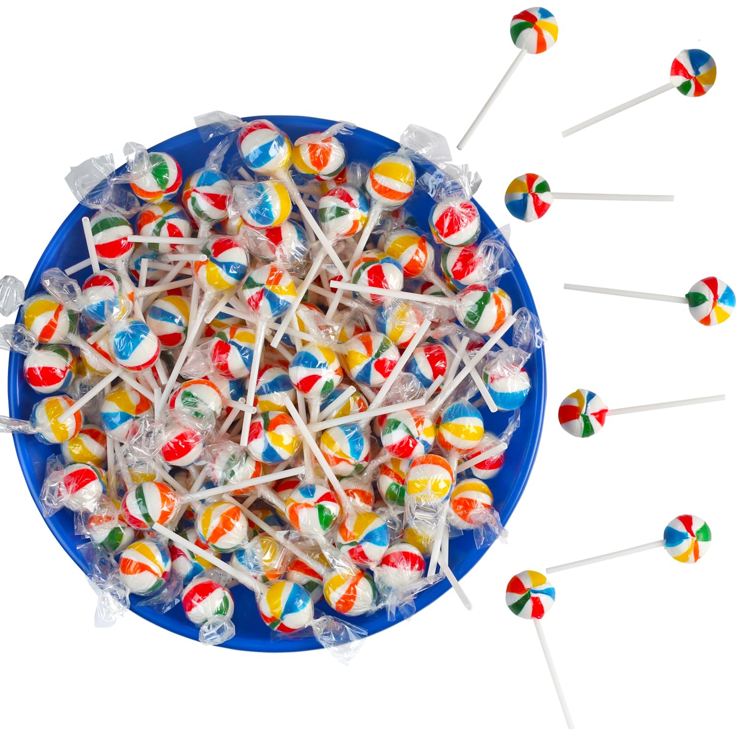 Swirleey Rainbow Lollipops - 5 Pounds - Bulk Lollipops - Individually Wrapped Round Hard Candy Suckers for Kids, Classrooms, Party Favors, Goodie