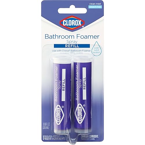 Clorox Bathroom Foamer Refill Cartridge Bathroom Foamer Reusable Spray Bottle, Household Essentials, Two Refill Cartridges, 0.66 Ounces (Package May