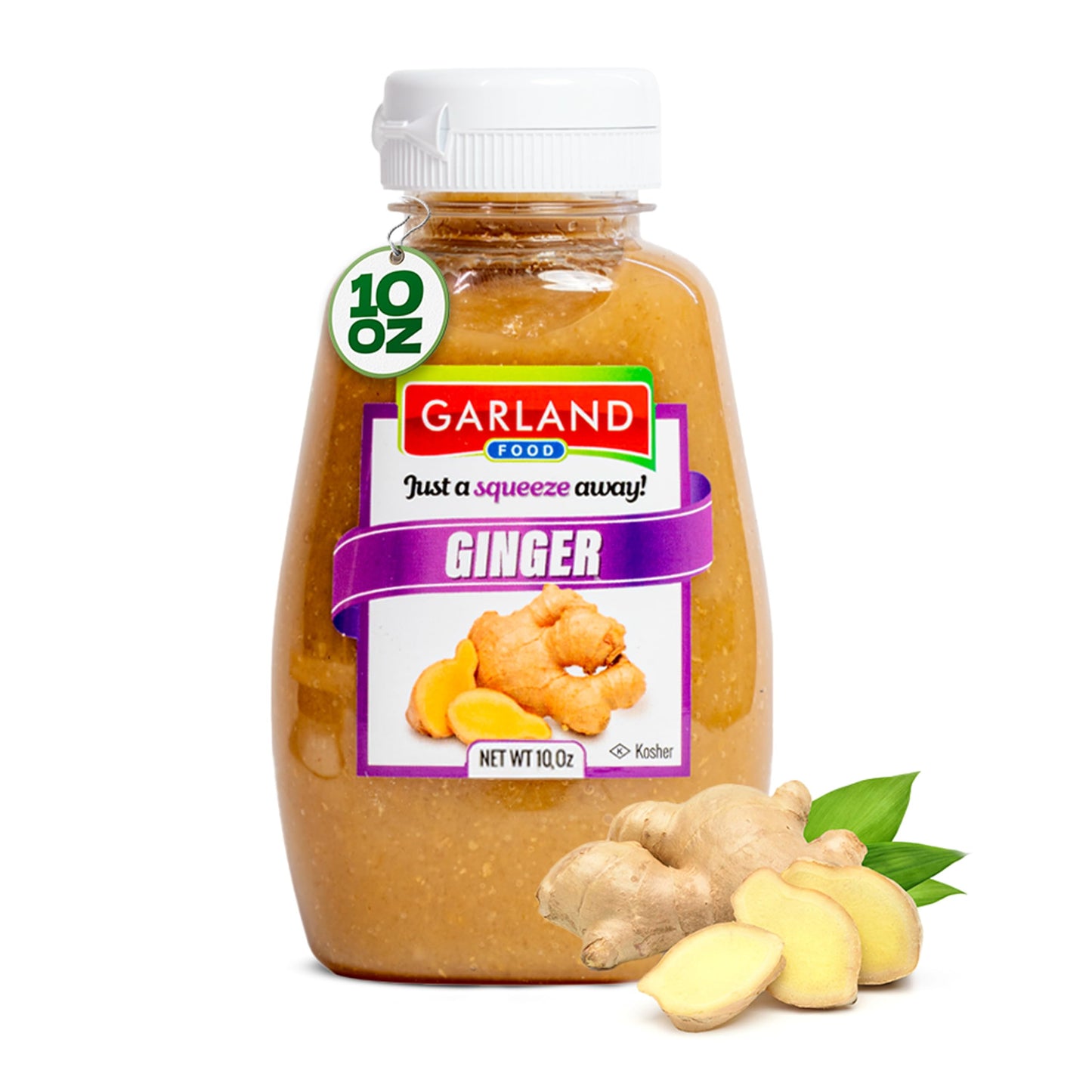 Garland Food Squeezable Ginger Paste 10 oz - Made in the USA - Convenient Squeeze Bottle with Minced Ginger Squeeze Bottle for Flavorful Asian Food