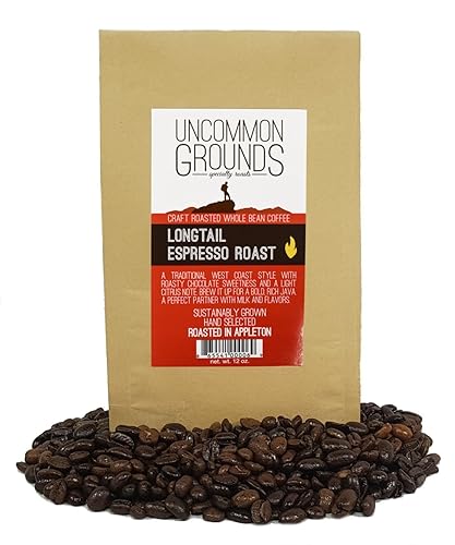 Uncommon Grounds Specialty Coffee Roasts - Longtail Espresso Roast (12 oz Whole Bean) - Artisan Roasted for Optimum Flavor