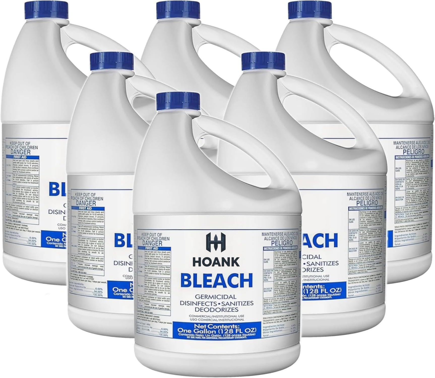 (6 Gallons) - Bulk Liquid Chlorine Bleach, for Laundry, Household and Commercial Cleaning, Multipurpose Cleaner, 1 Gallon Jugs. Ready to Use
