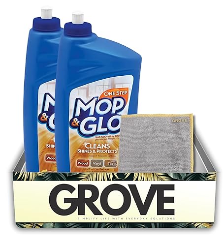Mop & Glo Citrus Scent Floor Cleaner Liquid 32 oz 2x Bundle with Microfiber Cloth - Mop-Glo Floors Cleaner, Mop and Glo Floor Shine for Wood, Tile