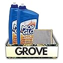 Mop & Glo Citrus Scent Floor Cleaner Liquid 32 oz 2x Bundle with Microfiber Cloth - Mop-Glo Floors Cleaner, Mop and Glo Floor Shine for Wood, Tile