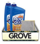 Mop & Glo Citrus Scent Floor Cleaner Liquid 32 oz 2x Bundle with Microfiber Cloth - Mop-Glo Floors Cleaner, Mop and Glo Floor Shine for Wood, Tile