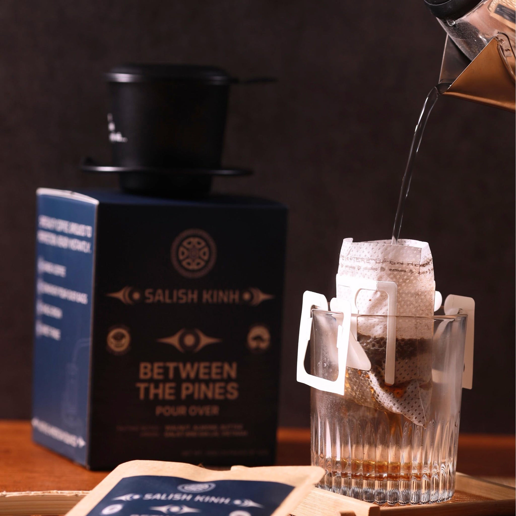 SALISH KINH Premium Pour Over Single-Serve Vietnamese Coffee | Tahoma | Medium Roast | Includes 10 Coffees | Single Origin | Direct Trade | Instant