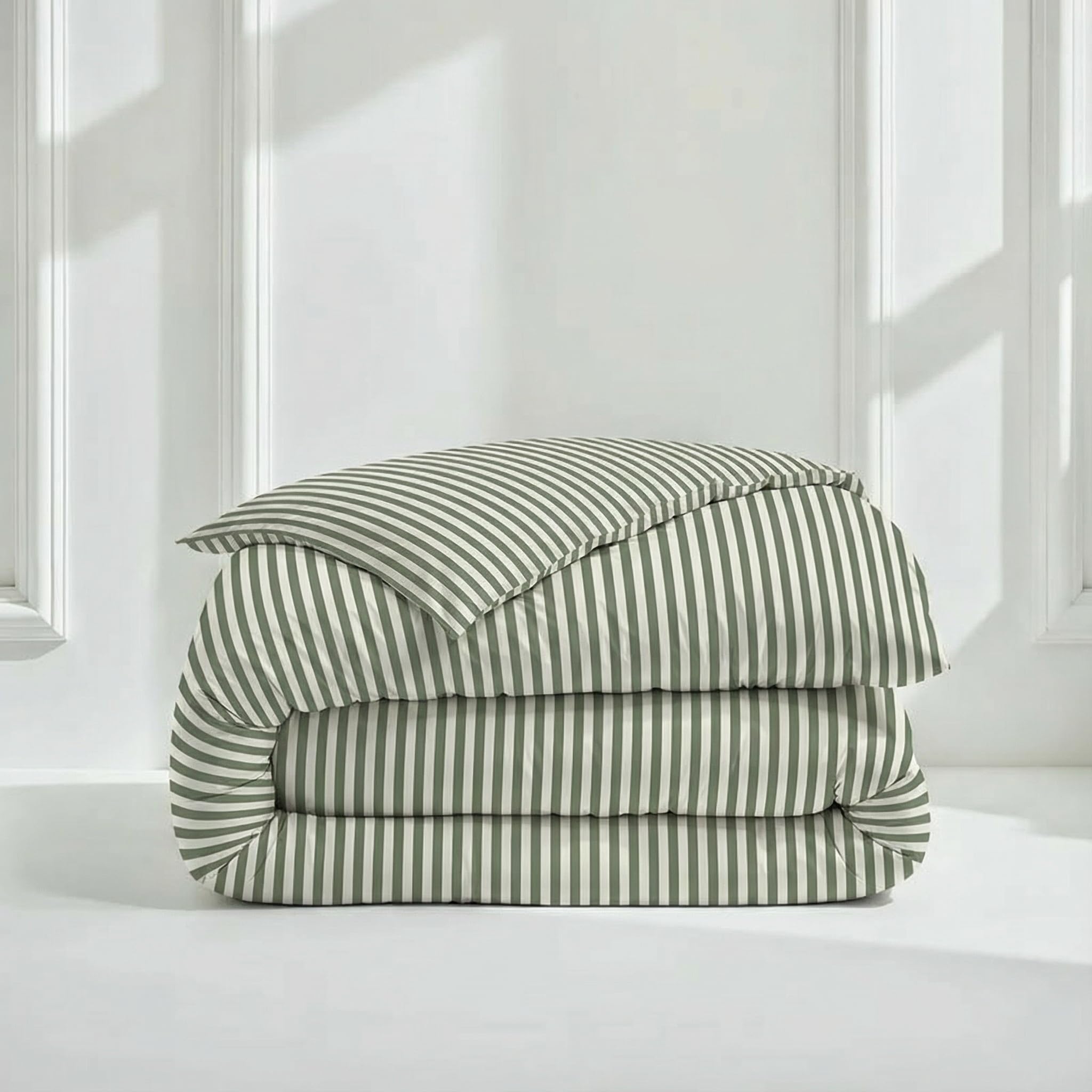 Italic Luxe Twin Sheet Set - 400TC Australian Sateen Cotton - Ultra-Soft Hotel Quality Cooling Bed Sheets - 3-Piece Mini-Stripe Set with Deep Pockets