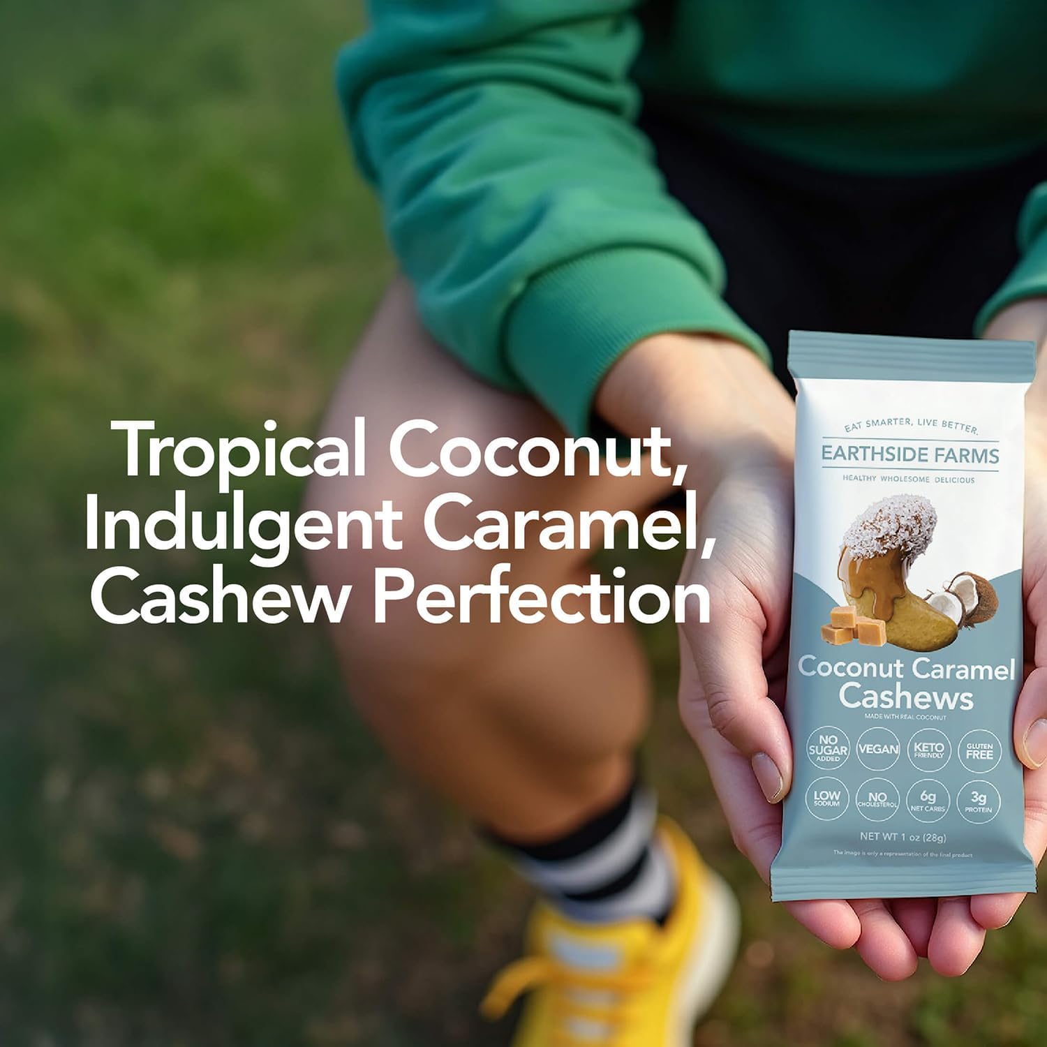 Earthside Farms Coconut Caramel Cashews Snack Packs, No Sugar Added Keto Friendly Nuts, Vegan Gluten Free Non GMO Low Carb Snack, Plant Protein Treat