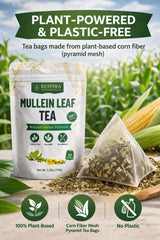 Respira Botanicals - Mullein Leaf Tea Bags for Lungs Cleanse and Respiratory Support, Plastic-Free, Plant-Based Tea Bags, Caffeine-Free, No Additives
