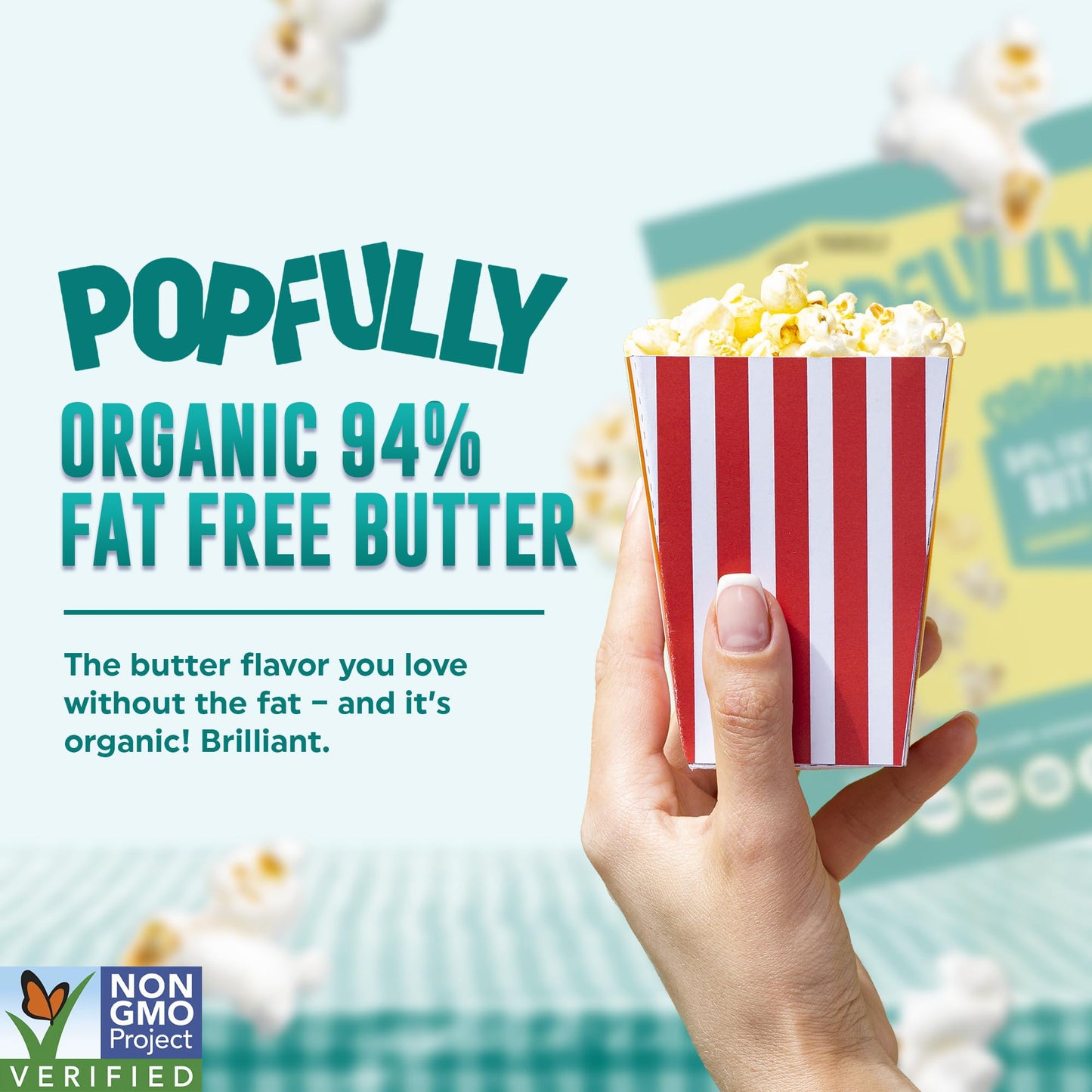 POPFULLY 94% Fat Free Popcorn Fully Pops, Sharing Bags, Light Butter Flavor, Big Pop, Micro Popcorn Bags, 3-Pack