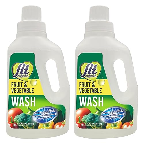 Fit Organic Soaker Produce Wash - USDA Certified Organic & Kosher Fruit and Vegetable Cleaner - Removes Surface Contaminants - Family & Pet Safe