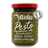 Vantia Green Pesto Sauce 4.7 oz Jar - Imported Italian Basil Pesto with Olive Oil, Pine Nuts & Cheese, Ready-to-Use Sauce for Pasta, Sandwiches
