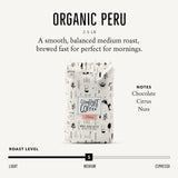 Mt. Comfort Coffee Organic Peru Medium Roast, 2.5 Pounds - Flavor Notes of Nutty, Chocolate, & Citrus - Sourced From Small, Peruvian Coffee Farms