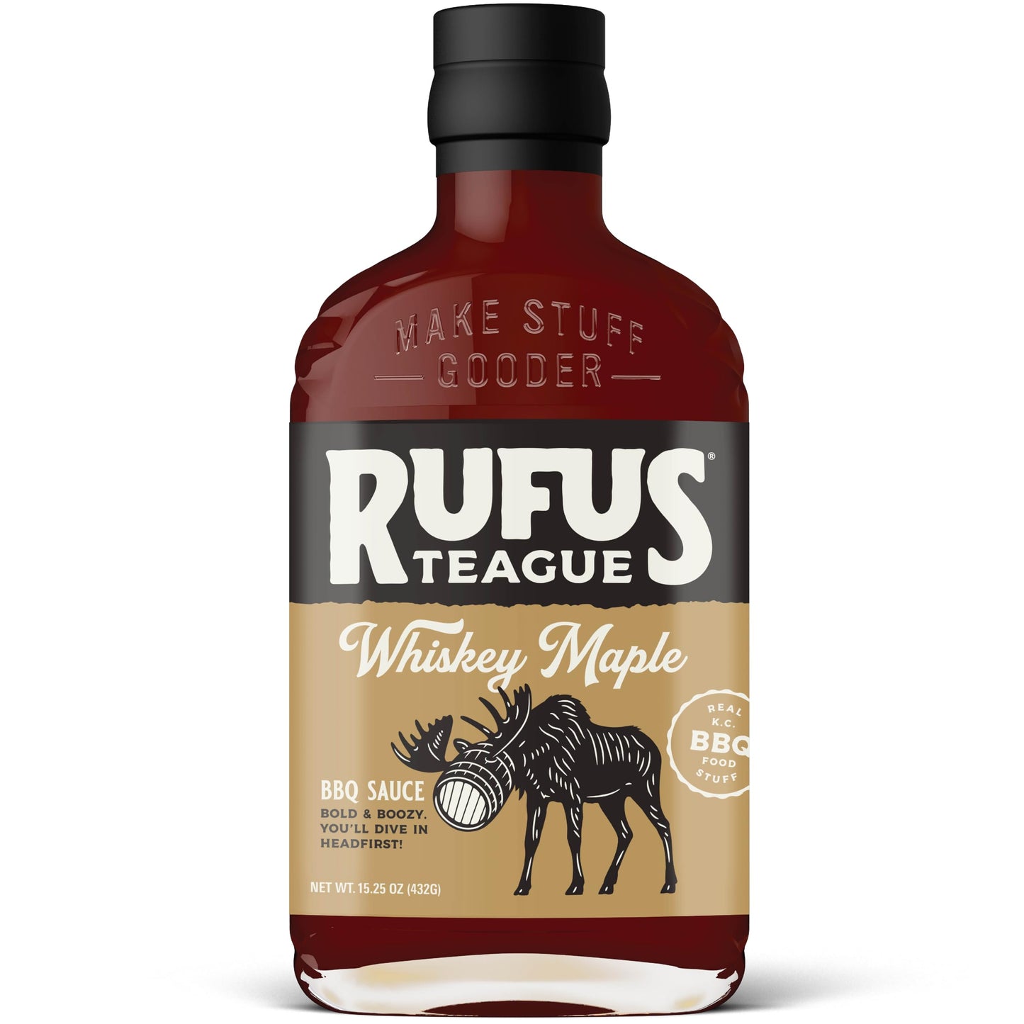 Rufus Teague Whiskey Maple BBQ Sauce, Award-Winning Flavor, 15.25 oz