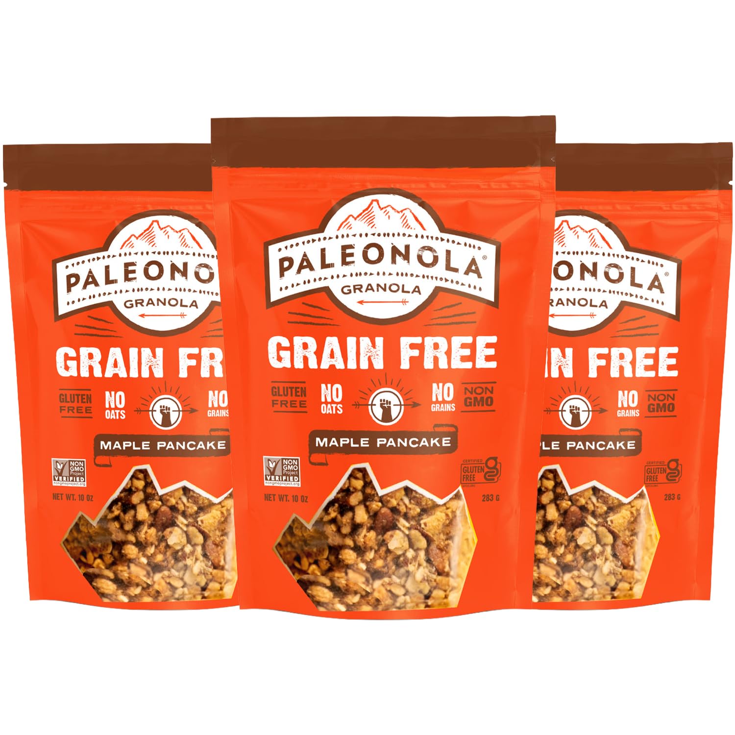 Paleonola Maple Pancake Grain Free Granola, 10 Oz Resealable Bag (Pack of 3) - Grainless Paleo Granola Blended w/Organic Maple Syrup, Almonds