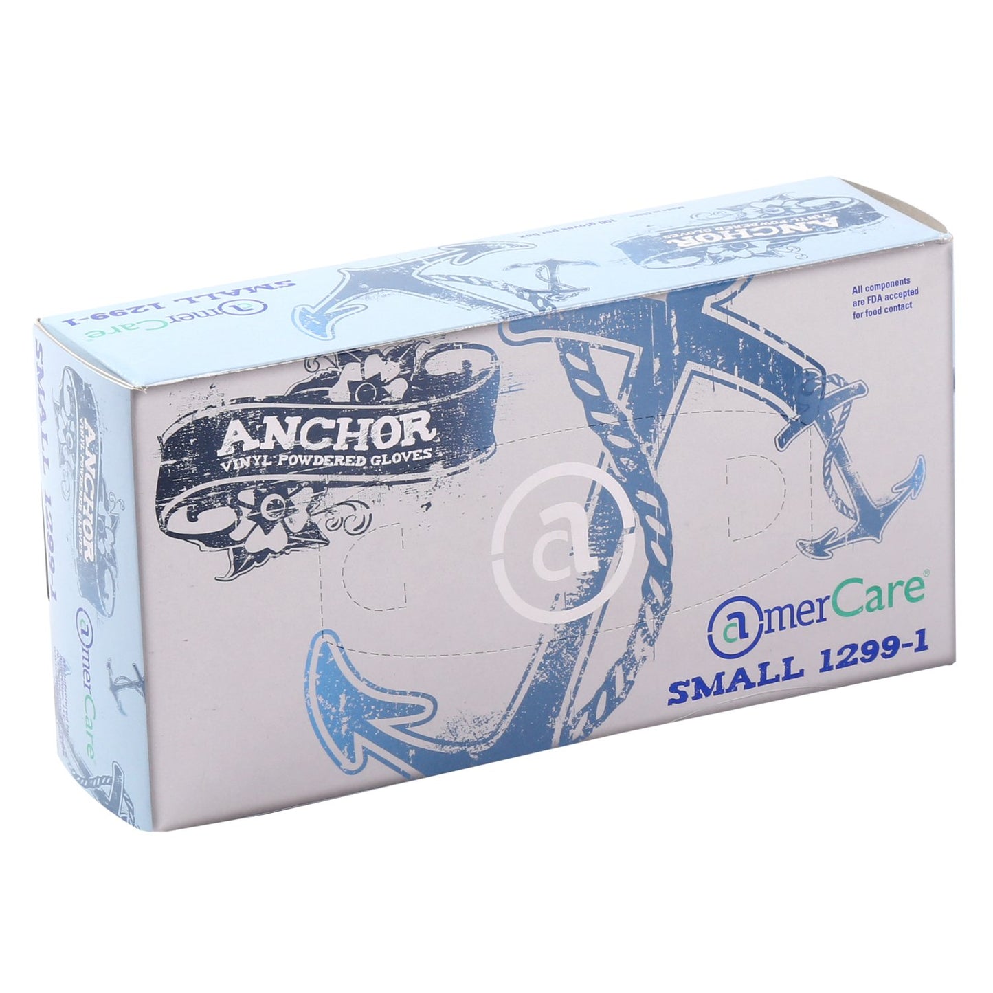 AmerCare 12994-C Anchor Lightly Powdered Vinyl Gloves, Extra Large (Pack of 1000)