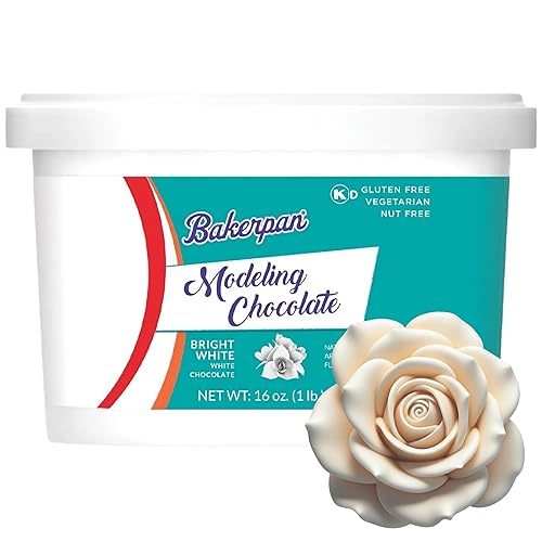 Bakerpan Bright White Modeling Chocolate for Cake Decorating, 1 Pound - Sculpt Cakes, Model Figurines & Cake Toppers - Firm Yet Pliable Molding
