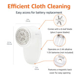 Amazon Basics Battery Operated Fabric Shaver for Clothes, Remove Pilling, Lint and Fuzz Removal, 6-Leaf Blades with Safety Lock, Portable, Includes 2