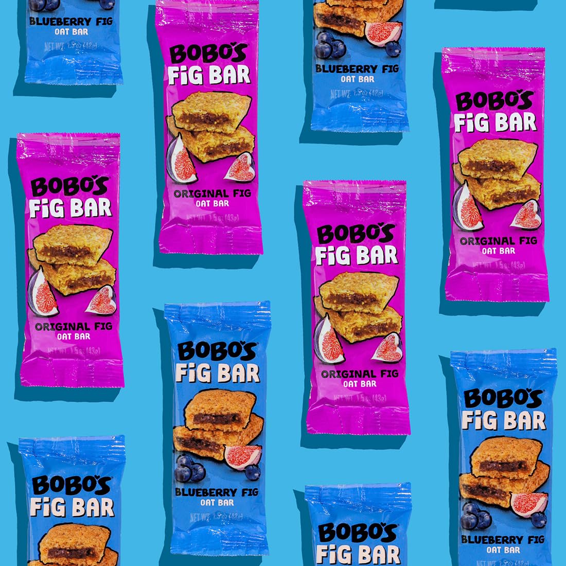 Bobo's Fig Bars Variety - 10 Original & 10 Blueberry, Simple Ingredients, Whole Grain Oats, Plant Based, Non-GMO, Gluten Free Breakfast Bars, Healthy