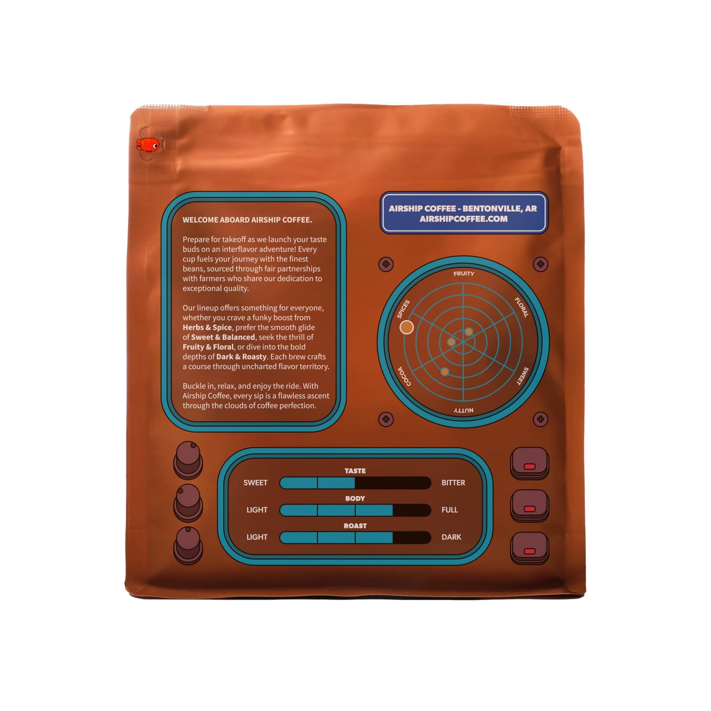 Airship Coffee Black Apple Espresso, 250g - Flavor Notes of Dark Cherry, Citrus Orange, and Dark Chocolate - Sourced From Ethiopia, Sumatra