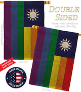 Americana Home & Garden Taiwan Pride Burlap House Flag Support Rainbow Love LGBT Gay Bisexual Pansexual Transgender Decoration Banner Small Garden