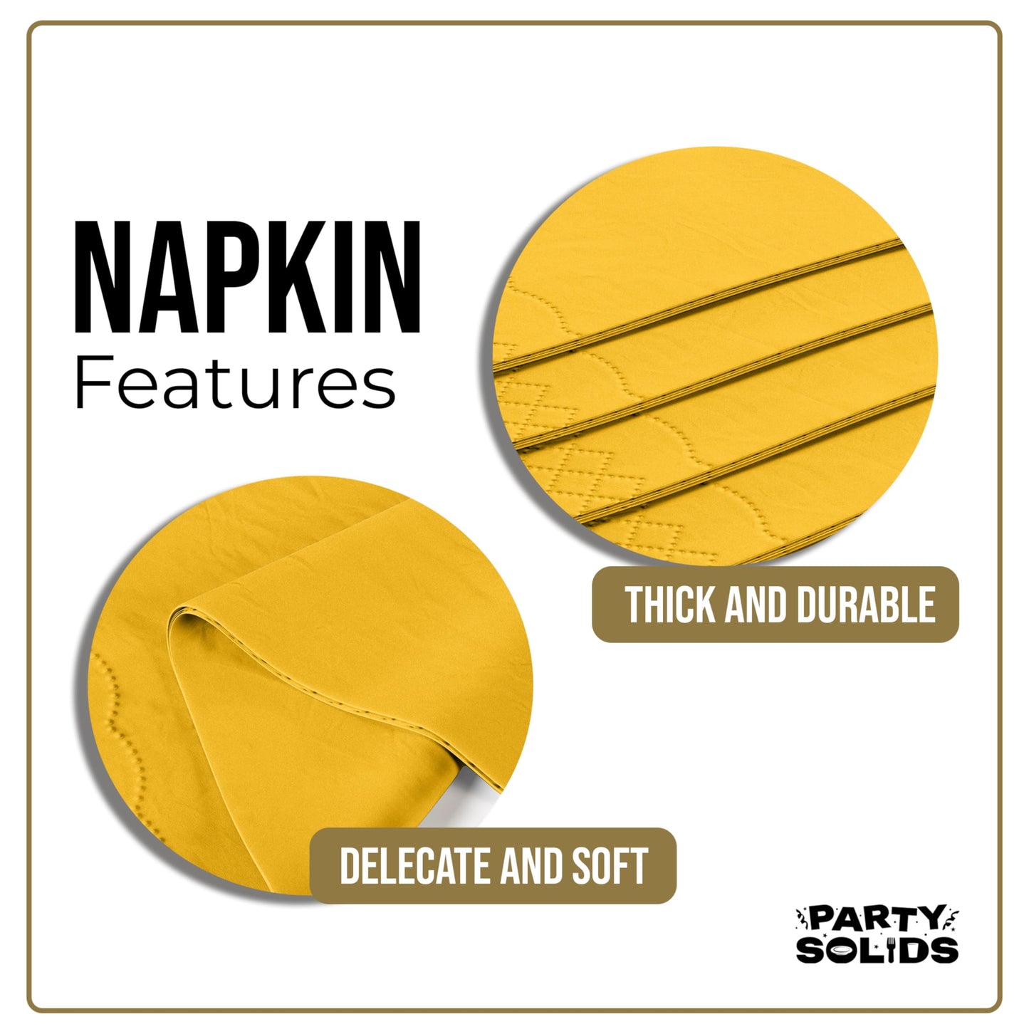 Party Solids Yellow Dinner Napkins Disposable 8" x 4" Folded - 40 Pcs 2 Ply Yellow Napkins Disposable Paper Guest Towels for Bathrooms, Dinners