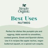 Simply Organic Pure Ground Nutmeg, 2.3 Ounce Jar, Aromatic, Subtly Spicy-Sweet Flavor, Kosher, No GMO, No ETO (Pack of 3)