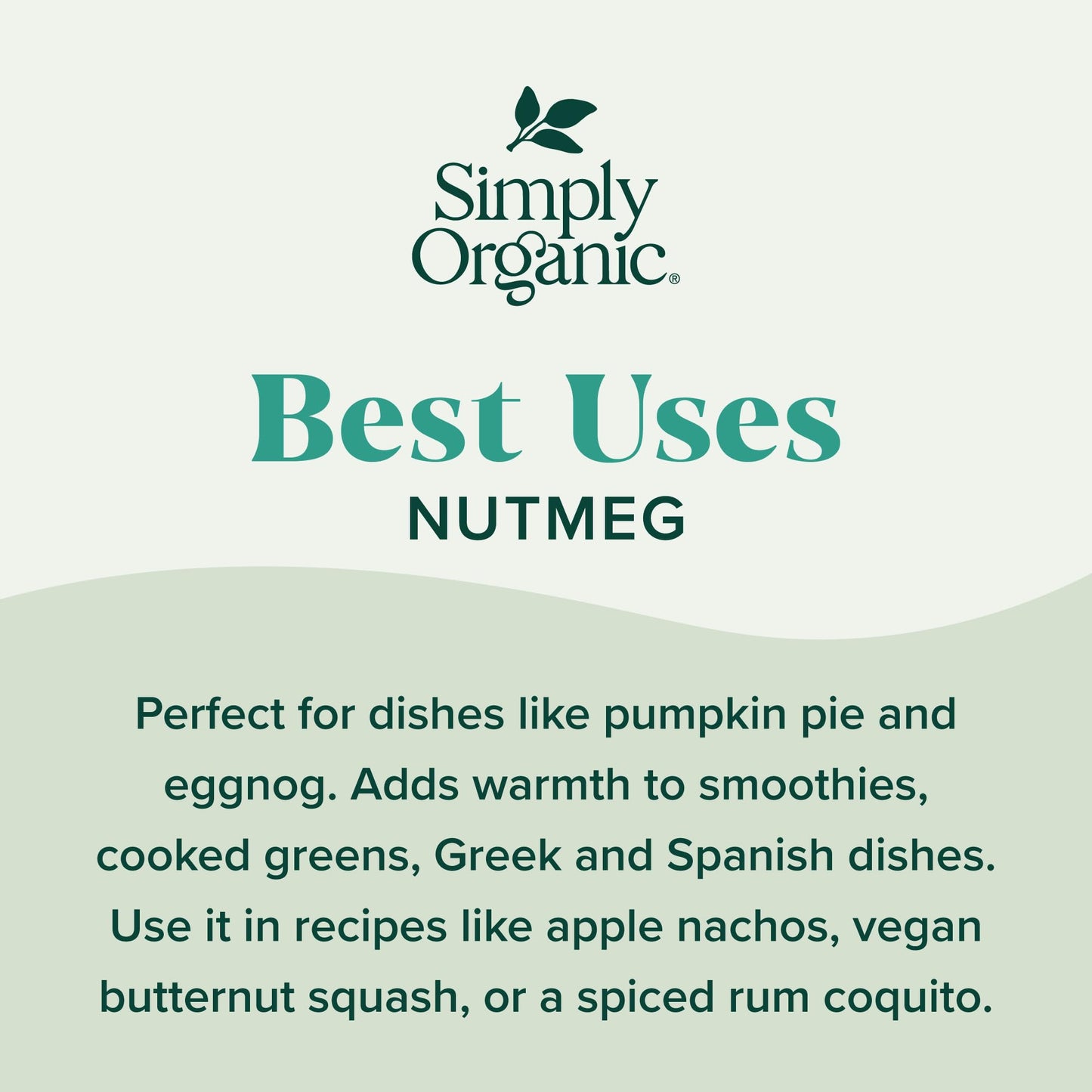 Simply Organic Pure Ground Nutmeg, 2.3 Ounce Jar,Aromatic, Subtly Spicy-Sweet Flavor, Organic, Kosher, No GMO, No ETO