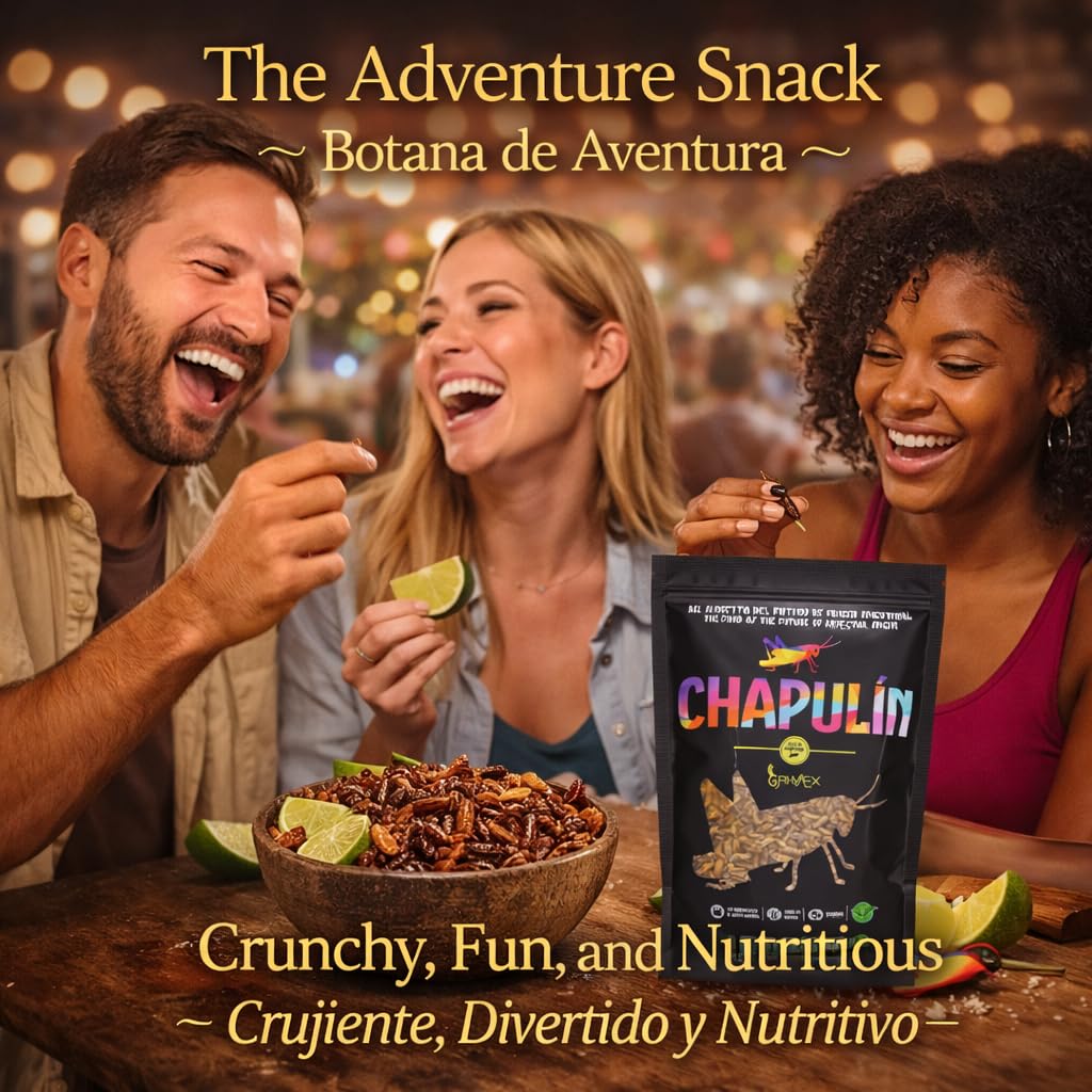 Chapulines Horneados Naturales (Baked Natural Grasshoppers)Jumbo150g(5.3oz)Bag Authentic Oaxacan Ready-to-Eat Snack Traditional Exotic Mexican
