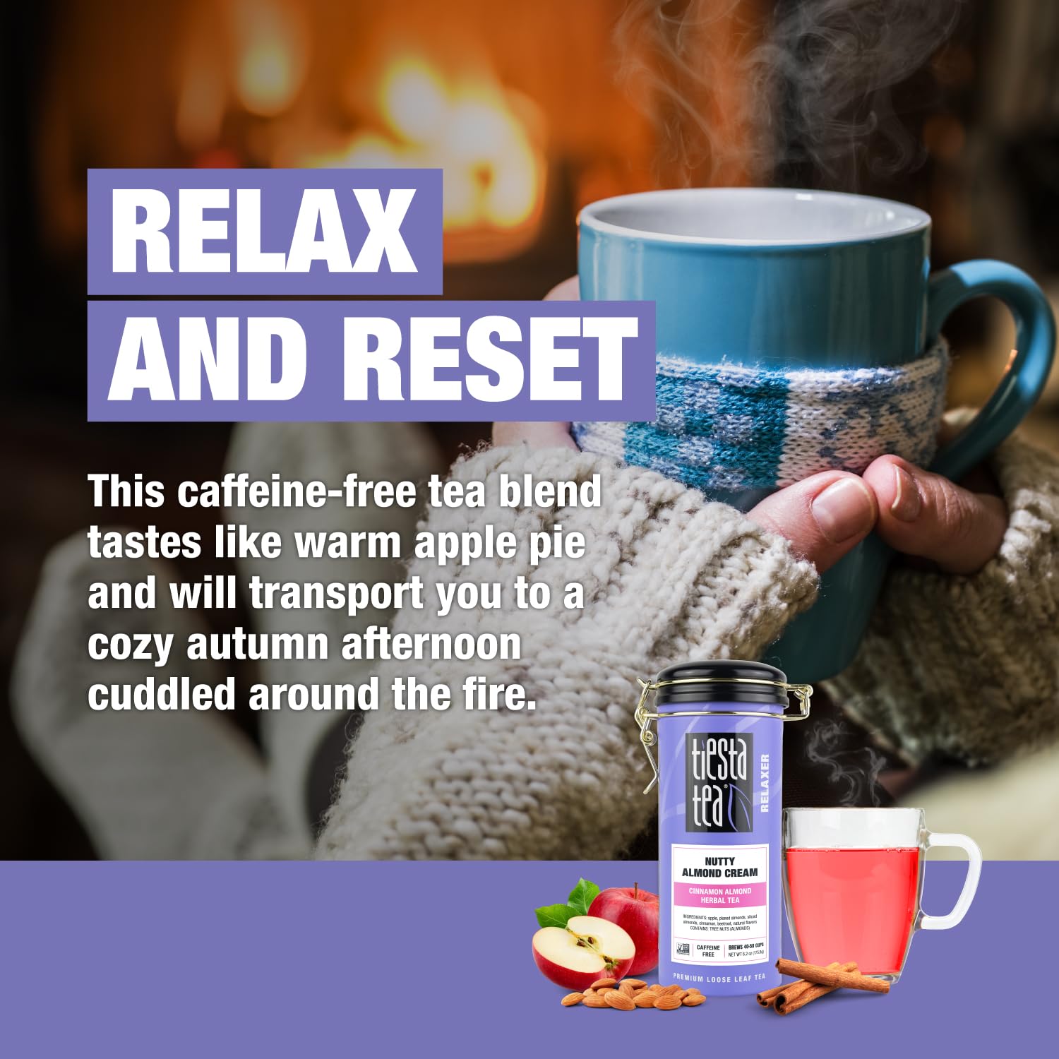 Tiesta Tea - Nutty Almond Cream, Premium Loose Leaf, Cinnamon Almond Herbal Tea Blend, Non-Caffeinated, Make Hot or Iced & Brews Up to 50 Cups, 6.2