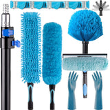 APMOLAR 20 Foot High Reach Ceiling Fan Duster with 5-12ft Heavy Duty Extension Pole, Microfiber Feather, Cobweb Duster, Window Squeegee Kit, Cleaning