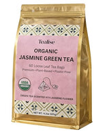 Organic Jasmine Green whole Leaf Pyramid Tea Bags - USDA Organic, Plant-Based & Plastic-Free Tea Bags, Smooth Floral Green Tea, 60 Count by Tealise