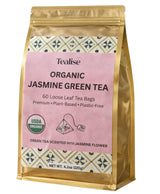 Organic Jasmine Green whole Leaf Pyramid Tea Bags - USDA Organic, Plant-Based & Plastic-Free Tea Bags, Smooth Floral Green Tea, 60 Count by Tealise