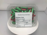 Old Fashion Chocolate Straws Red and Green 1 pound chocolate filled straws