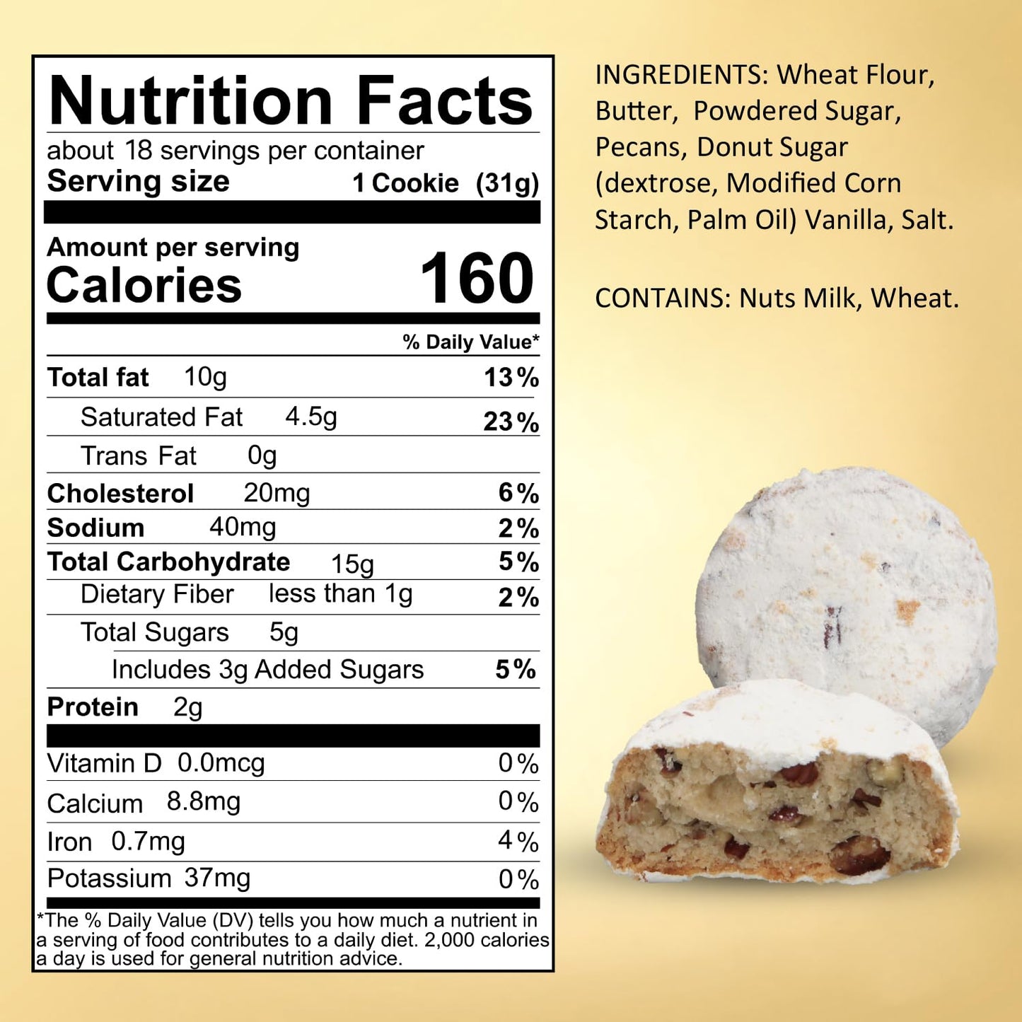 Cremelle Butter Pecan Meltaway Cookies, Pack of 18 Butter Pecan Cookies, Thoughtful Food Gifts for Adults, Ultimate Cookie Gifts for Mothers Day