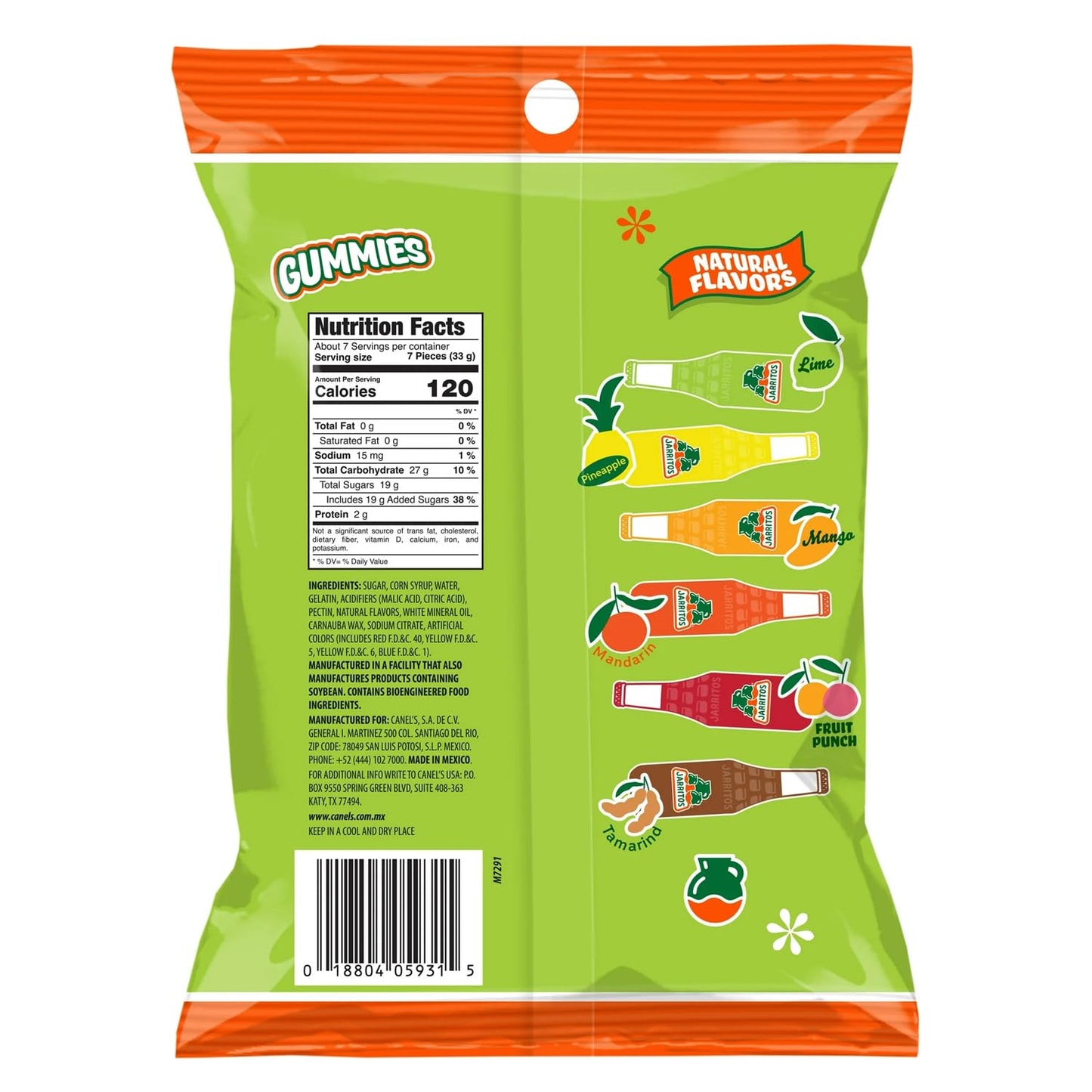Jarritos Gummies Candy - Single 8oz Bag of Sweet Mexican Gummy Candies with Mixed Natural Flavors - 6 Fruity Flavors - Sweet & Chewy Vegan Gummy Snack