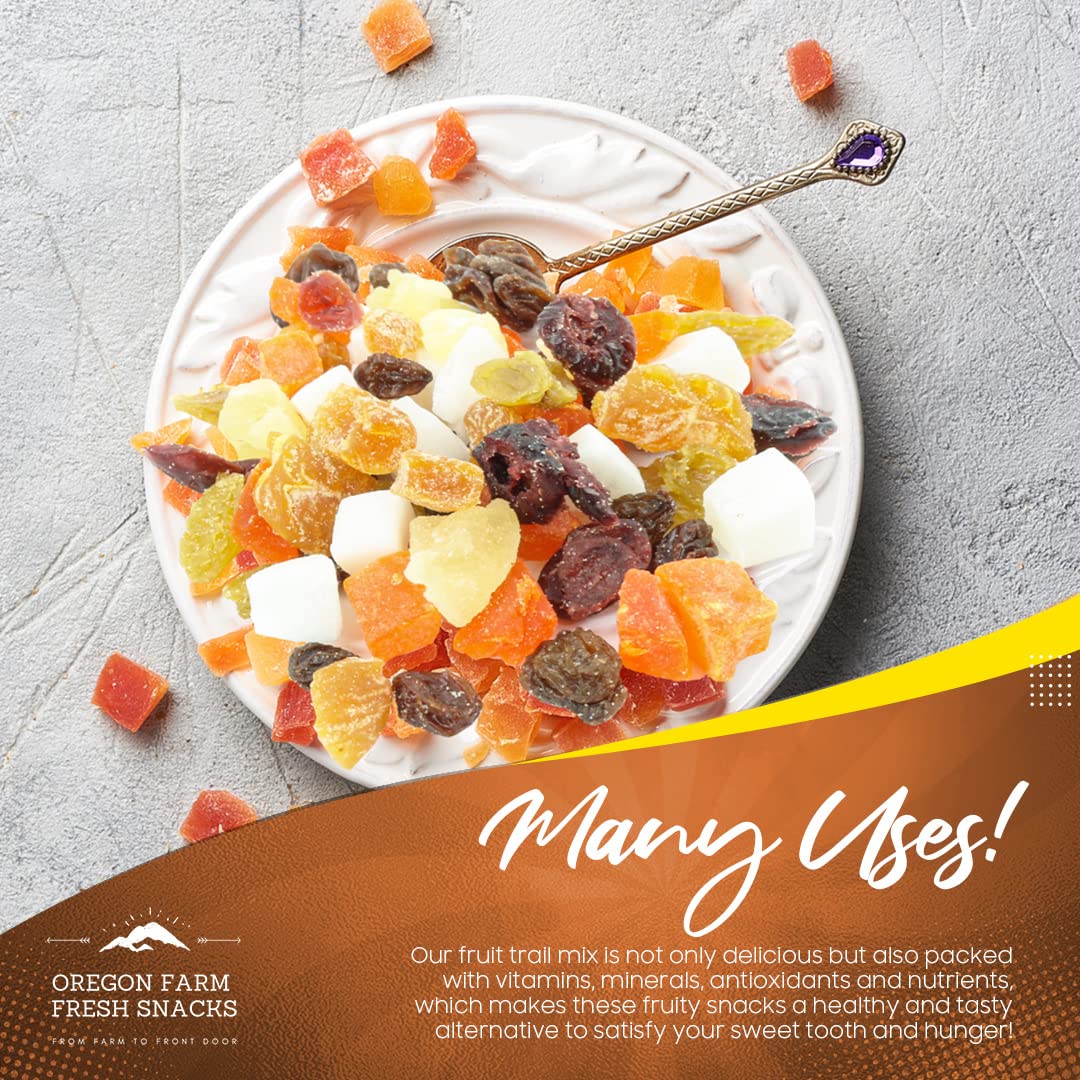 Oregon Farm Fresh Snacks Dried Fruit Mix - Snack Mix With Dried Cranberries, Coconut, Mango & Raisins - Healthy Adult & Kids Snacks - USA Made (24oz)