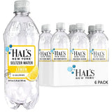 Hal's New York Seltzer Water, Lemon Sparkling Water, 20 Fl Oz Bottle (Pack of 6)