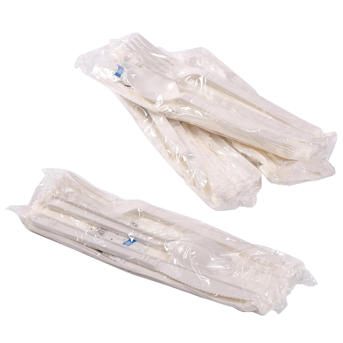 AmerCareRoyal 6-in-1 Disposable Silverware Heavy Weight Plastic Utensil Set with Teaspoon, Fork, Knife, Salt & Pepper Packets, 13x17 Napkin